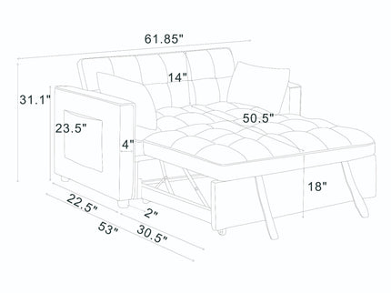 Sienna - Tufted Convertible Sleeper Sofa With Chaise - Gray
