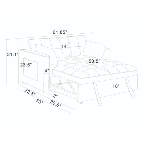 Sienna - Tufted Convertible Sleeper Sofa With Chaise - Gray
