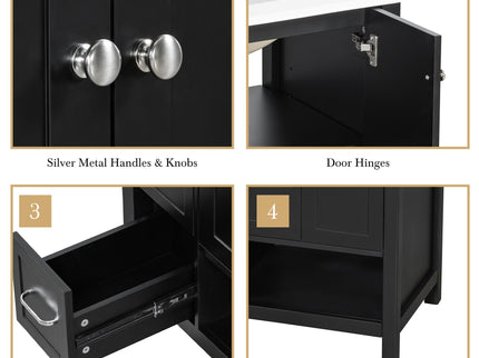 Bathroom Vanity With Sink Top, Bathroom Vanity Cabinet With 2 Doors And 2 Drawers, Open Shelf