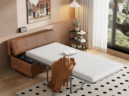 Twin Size Folding Ottoman Sleeper Bed With Mattress Convertible Guest Bed