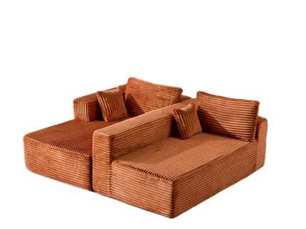 Compression Sectional Couch With Comfy Chaise, Boneless L Shape Sofa With Deep Seat