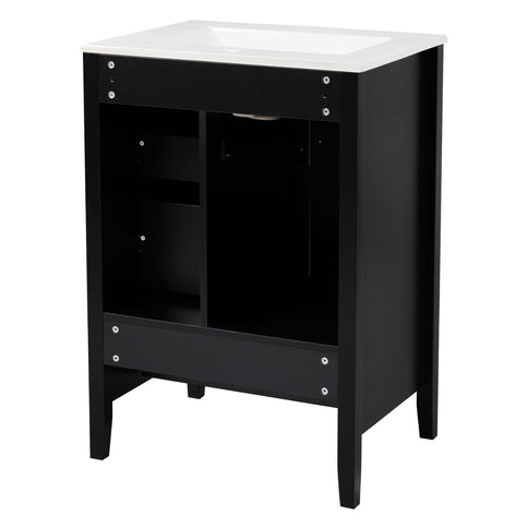 Retro Bathroom Vanity With Sink, Soft Closing Cabinet & Drawers