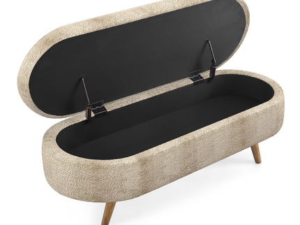 Modern Ottoman Oval Storage Bench With Rubber Wood Legs