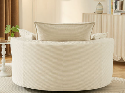 360° Swivel Accent Barrel Chair With Dual Layer Cushion And 3 Removable Pillows