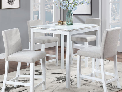 5 Piece Counter Height Table Set, Square Table And 4 Upholstered Chairs
