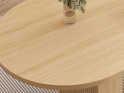 Oval Dining Table With Wood Strip Base