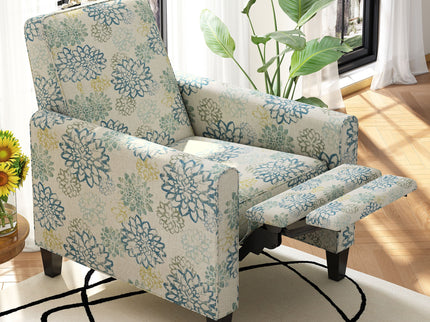 Upholstered Push Back Recliner Chair For Living Room - Blue