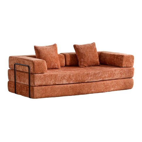 Convertible Floor Sofa Bed With Pillow Back Support Armrest