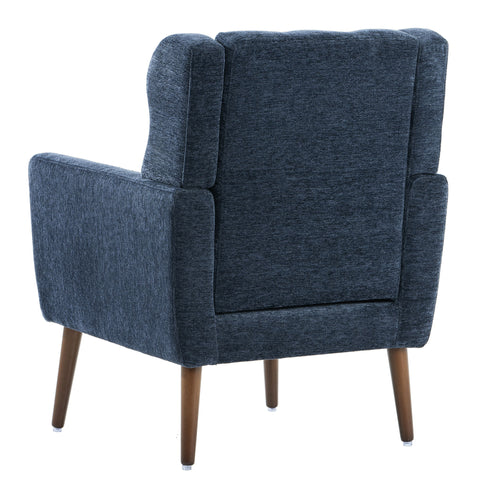 Modern Accent Chair, Arm Chairs For Living Room, Upholstered Mordern Armchair, Comfy Soft Padded Lounge Chair In Small Space, Bedroom, With Pillow, Solid Wood Leg