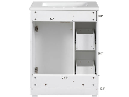 Transitional Style Bathroom Vanity Cabinet With Ceramic Sink