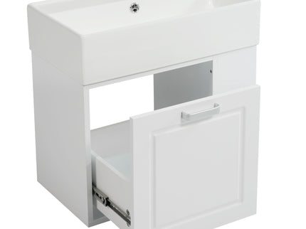 Modern Wall Mounted Bathroom Vanity With Sink, Soft Close Drawer, Adjustable Shelf, Toilet Paper Holder