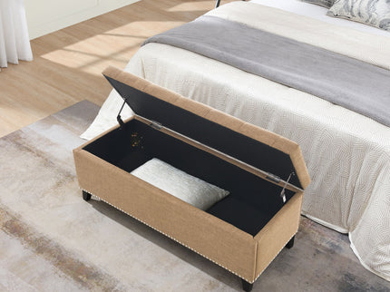 Button-Tufted Storage Ottoman With Safety Close Hinge