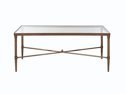Metal Rectangle Coffee Table With Tempered Glass Top - Bronze