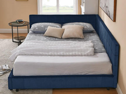 Elegant Design Storage Upholstered Tufted Bed Frame With Backrest And Armrests