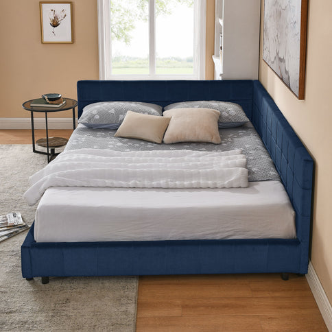 Elegant Design Storage Upholstered Tufted Bed Frame With Backrest And Armrests