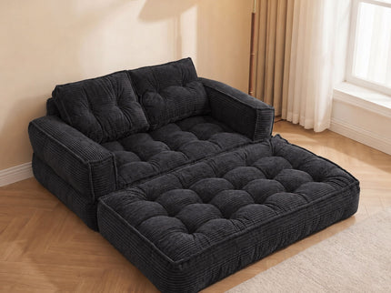 2 Seater Modular Corduroy Sofa With Chaise Lounge For Living Room
