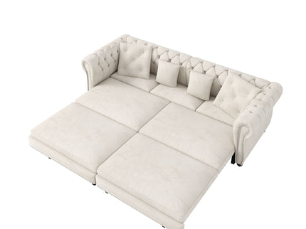 3 In 1 Convertible Sleeper Sofa Bed With Movable Ottoman