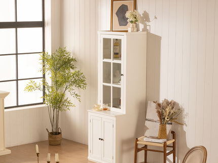 Retro Style Hutch Cabinet With Glass Door, China Cabinet For Home
