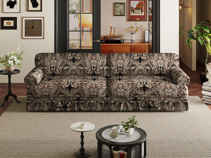 Luxuriously Comfortable Cloud Couch Sofa With Elegant Rolled Arms & Pleated Skirt Design