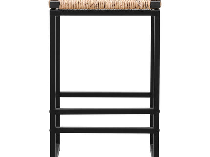 25" Height Backless Water Hyacinth Woven Bar Stools With Footrest (Set of 2) - Natural