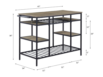 Lona - Kitchen Island - Rustic Oak / Black