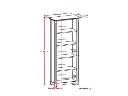 Amherst - 5 Shelf Bookcase - Light Brown