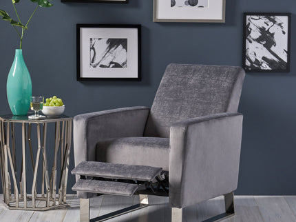 Bolt - Upholstered Recliner Chair With Stainless Steel Base - Gray / Chrome