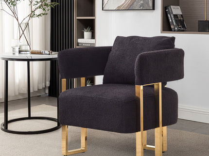 Modern Decorative Chair Teddy Fleece Upholstered And Metal Foot