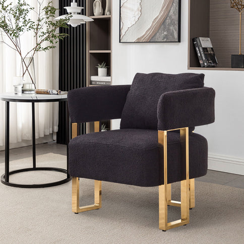 Modern Decorative Chair Teddy Fleece Upholstered And Metal Foot
