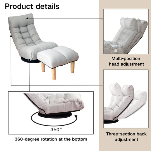 Adjustable Japanese Reclining Floor Chair Sofa With Metal Frame For Living Room