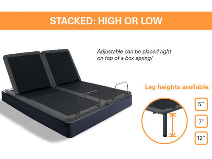 Queen Size Adjustable Bed Frame With Voice Activated Controls - Black