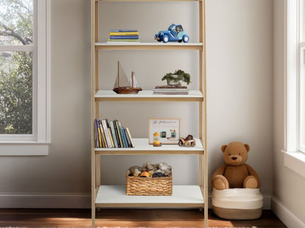 Parker - Bookcase With 5 Shelves - Off White / Natural