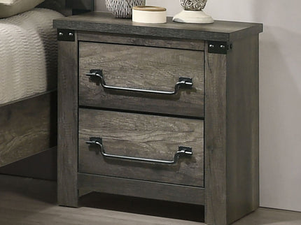 Nightstand, 2 Drawer Storage - Gray