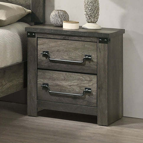 Nightstand, 2 Drawer Storage - Gray