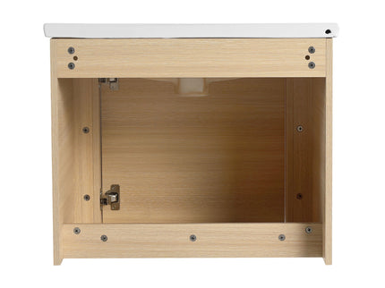 Wall Mounted Bathroom Vanity With Sink And Storage Shelves, Soft Close Doors