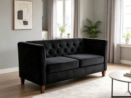 Button Tufted Loveseat, 2 Seater With Square Arm Couch For Living Room