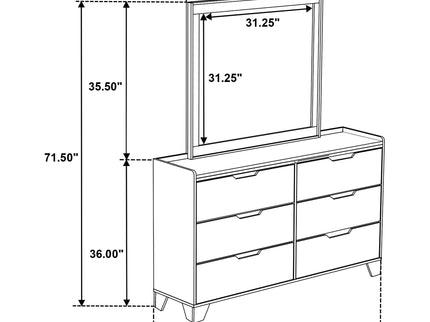 Packard - 6 Drawer Dresser With Mirror - Oak