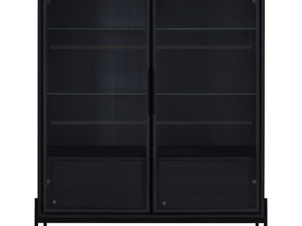 Modern Minimalist Style LED Curio Cabinet With Tempered Glass Door, Metal Legs