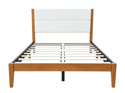Platform Bed Frame With Upholstered Headboard, Slat Support