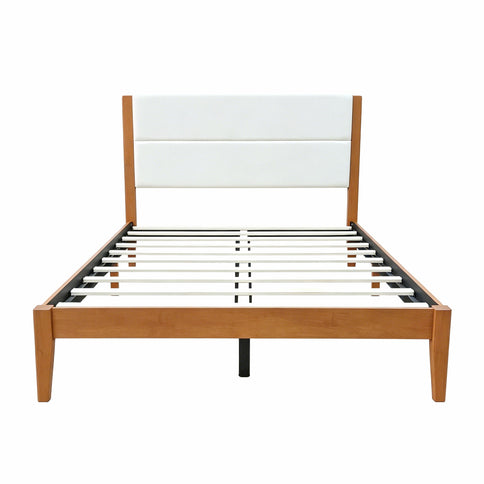 Platform Bed Frame With Upholstered Headboard, Slat Support