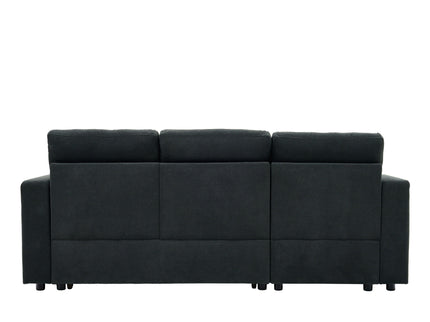 Convertible L - Shaped Sectional Sofa Bed With Storage Chaise, Cup Holders