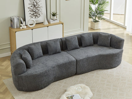 Curved Sectional Sofa With 6 Pillows