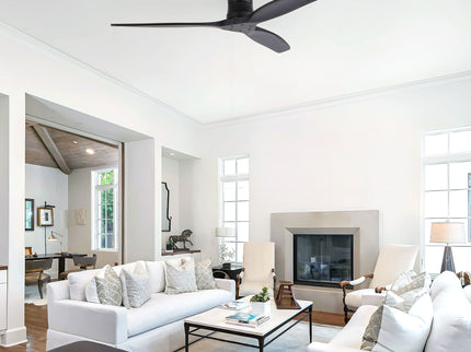 52" Ceiling Fan, No Light Flush Mount Low Profile 3 Blades With Remote Control