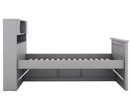 Captain Platform Bed Frame With Storage Bookcases, Shelves, And 4 Drawers