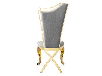 Gorgeous Streamlined High Back Fabric Stainless Steel Dining Chair (Set of 2) - Gold / Gray