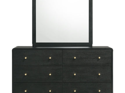 Burton - 6 Drawer Dresser With Mirror - Black