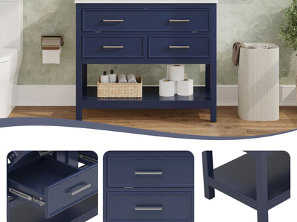 Bathroom Vanity With Ceramic Sink, Tip Out Tray & 2 Full Extension Drawers