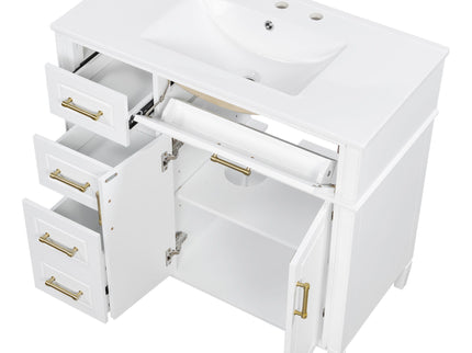 Bathroom Vanity With Sink, 4 Drawers, 2 Doors