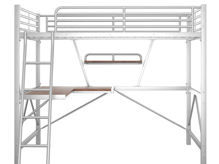 Loft Bed With Desk And Shelf, Modern Design