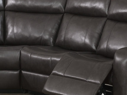 Manual Motion Recliner Sectional Sofa With Console And Cup Holders - Brown